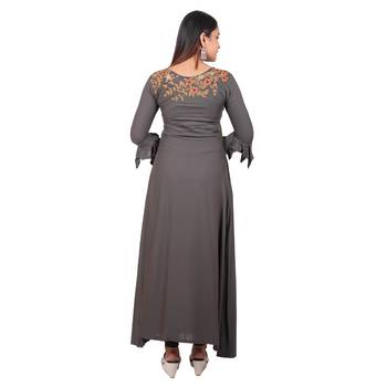 Black plain cotton long-kurtis 2