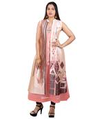 Pink printed georgette long-kurtis