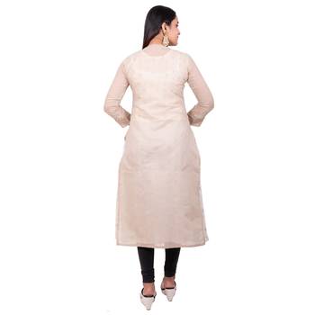 Light-brown plain georgette long-kurtis 2