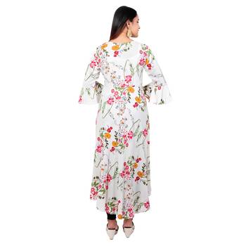White printed cotton long-kurtis 2