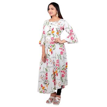 White printed cotton long-kurtis 3