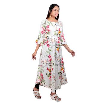 White printed cotton long-kurtis 4