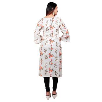 Off-white printed cotton long-kurtis 2