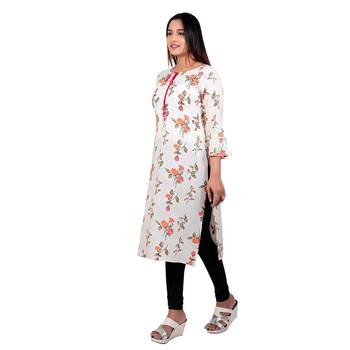Off-white printed cotton long-kurtis 3