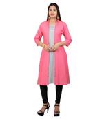Pink plain georgette long-kurtis