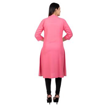 Pink plain georgette long-kurtis 2