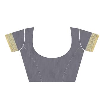 beautiful grey brasso saree with blouse piece 5