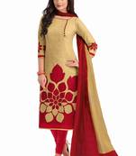 Beige printed crepe salwar
