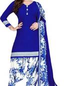 Blue printed crepe salwar