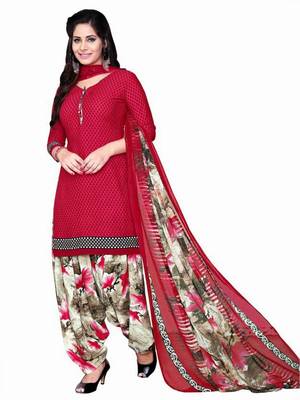 Red printed crepe salwar 1