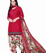 Red printed crepe salwar