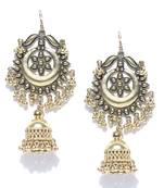 Infuzze Antique Gold-Toned Dome Shaped Drop Earrings