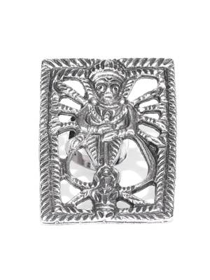 Infuzze Women Oxidised Silver-Toned Goddess-Shaped Adjustable Oversized Ring 1