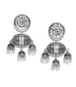 Infuzze Oxidised Silver-Plated Beaded & Textured Classic Drop Earrings