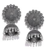Infuzze Oxidised Silver-Plated Dome Shaped Jhumkas