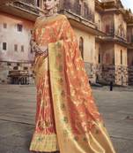 Orange woven silk saree with blouse