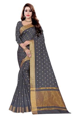 Blissta Grey Art Silk Jacquard Work Two Tone Saree With Running Blouse 1