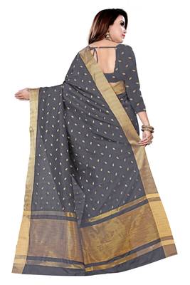 Blissta Grey Art Silk Jacquard Work Two Tone Saree With Running Blouse 2