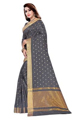 Blissta Grey Art Silk Jacquard Work Two Tone Saree With Running Blouse 5