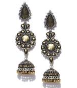 Infuzze Oxidised Silver-Toned & Gold-Toned Dome Shaped Drop Earrings