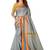 Blissta Grey Poly Cotton Printed Stripes Pattern saree With Gold Color Blouse