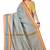 Blissta Grey Poly Cotton Printed Stripes Pattern saree With Gold Color Blouse