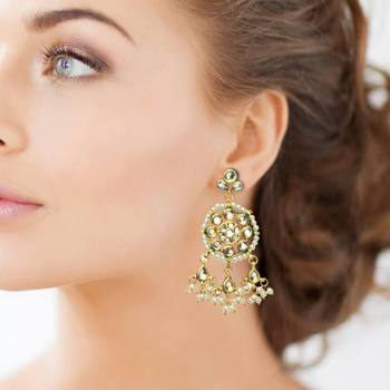 Gold Kundan Danglers Drops 1
