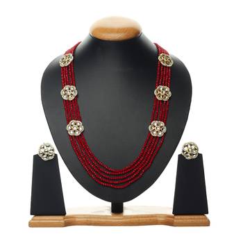Maroon Kundan Multilayered Necklace Sets 1