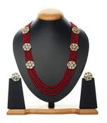 Maroon Kundan Multilayered Necklace Sets