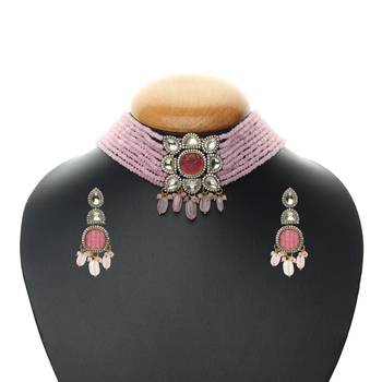 Pink Kundan Choker Necklace Sets 1
