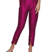 Pink plain silk blend trousers