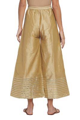 Golden plain silk blend palazzo pants 3