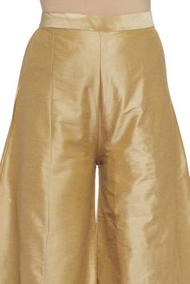 Golden plain silk blend palazzo pants 4