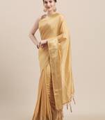 Yellow Coloured Solid Sana Silk Saree With Blouse Piece