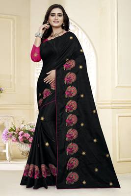 Black Embroidered Silk Saree With Blouse 1