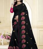 Black Embroidered Silk Saree With Blouse