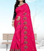 Pink Embroidered Silk Saree With Blouse