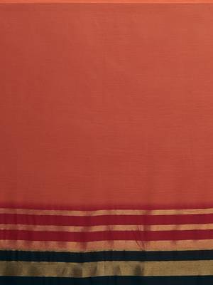 Orange & Navy Coloured Chiffon saree with Blouse Saree. 4
