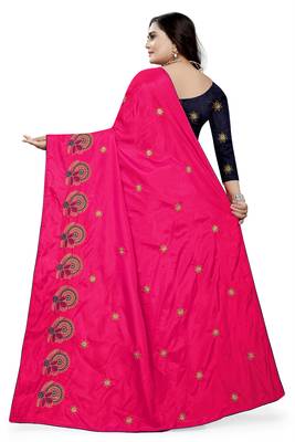 Pink Embroidered Silk Saree With Blouse 4