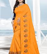 Yellow Embroidered Silk Saree With Blouse