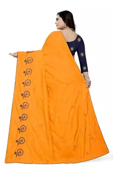 Yellow Embroidered Silk Saree With Blouse
