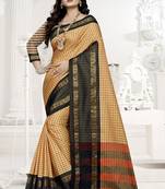 Black Printed Cotton Silk Saree With Blouse
