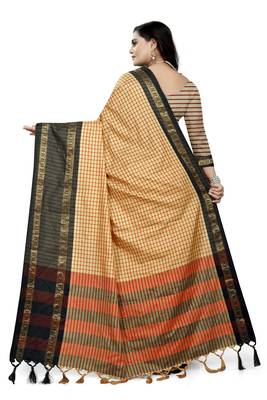 Black Printed Cotton Silk Saree With Blouse 4