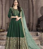 Dark-Green Embroidered Silk Salwar