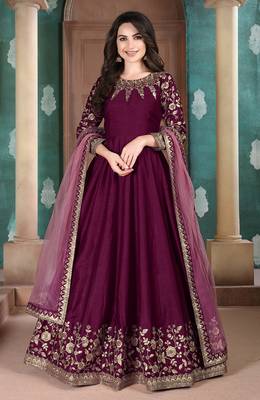 Purple embroidered silk salwar 1
