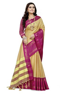 Pink Printed Cotton Silk Saree With Blouse 3