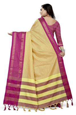 Pink Printed Cotton Silk Saree With Blouse 4