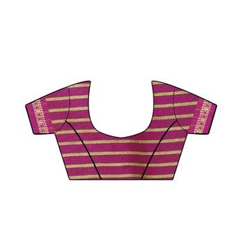 Pink Printed Cotton Silk Saree With Blouse 5