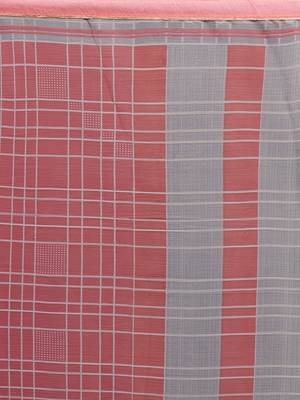 Woman's Pink Colored Poly Chiffon Checked Saree 3