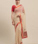 Woman's Chikoo Colored Super Net With Gota Patti Saree